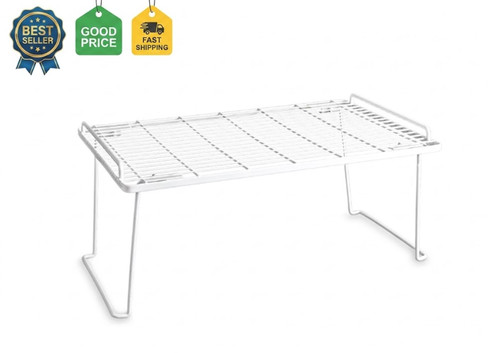 Folding white wire shelf - wire,